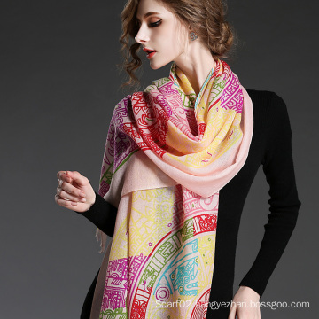 Ms Wool Geometric Patterns Printed Scarf